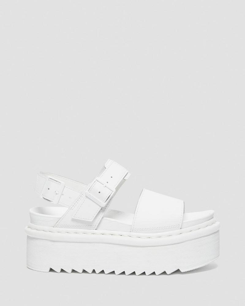 Women's Dr Martens Voss Mono Leather Platform Strap Sandals White | AU 329CTV